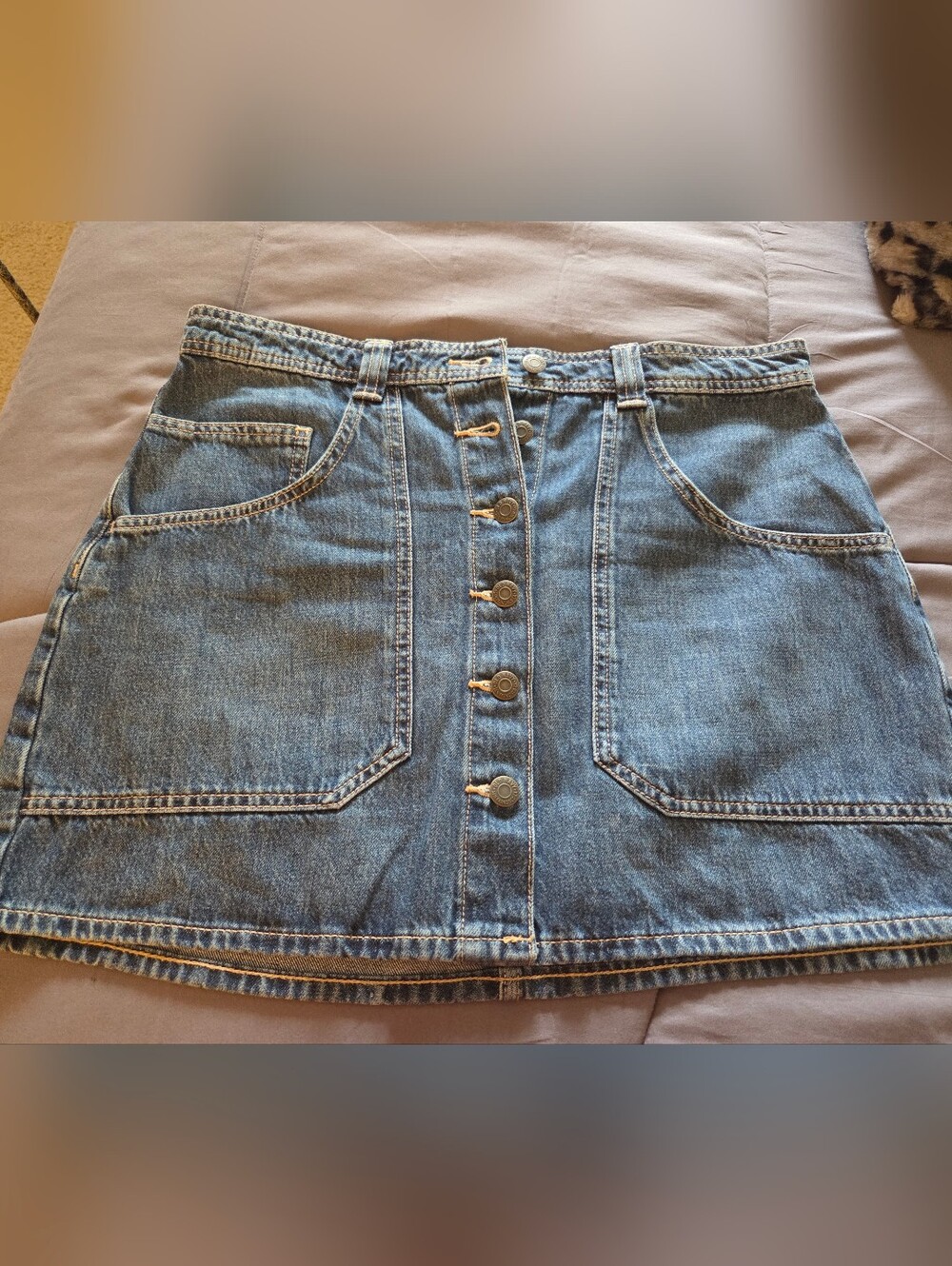 Old Navy Blue Button-Front Denim Mini Skirt